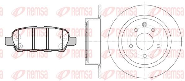Remsa 887600 Brake discs with pads rear non-ventilated, set 887600