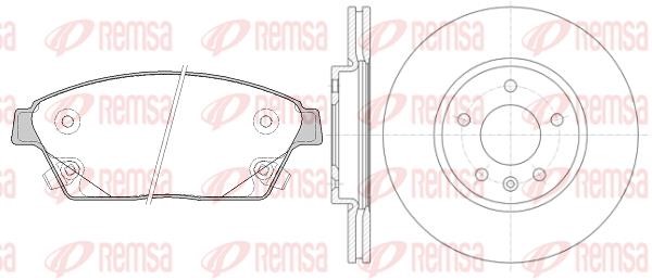 Remsa 8143100 Front ventilated brake discs with pads, set 8143100