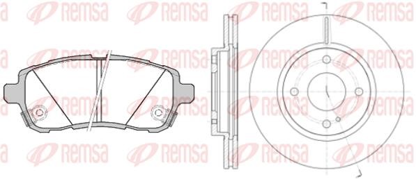 Remsa 8128100 Front ventilated brake discs with pads, set 8128100