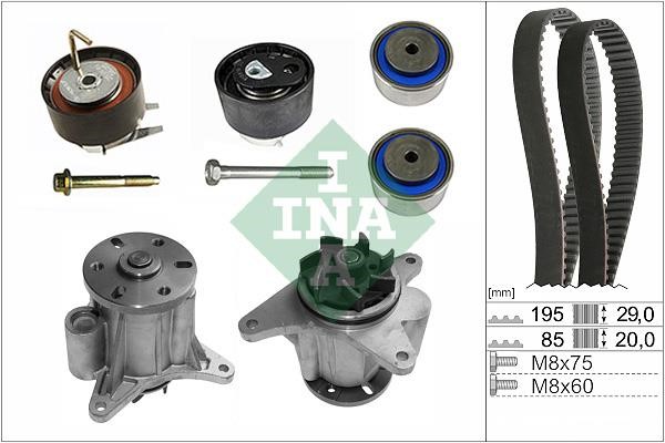 Timing belt set Jaguar: 530076431 INA TIMING BELT KIT WITH WATER PUMP