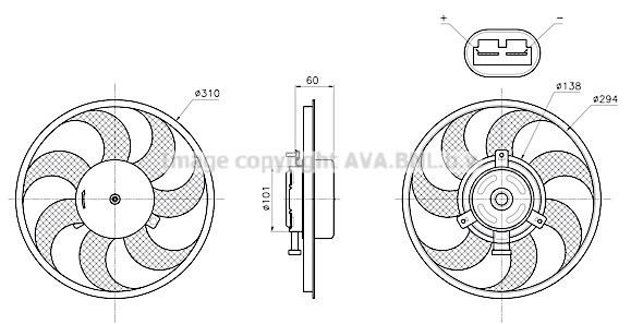 MS7782 AVA Hub, engine cooling fan wheel