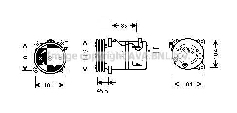 AVA VOAK095 Compressor, air conditioning VOAK095 VOAK095 AVA Compressor, air conditioning