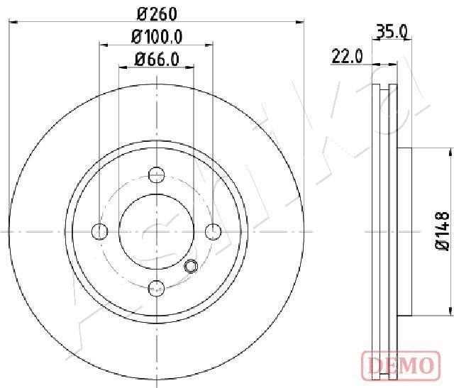 Ashika 60-00-0158C Front brake disc ventilated 60000158C