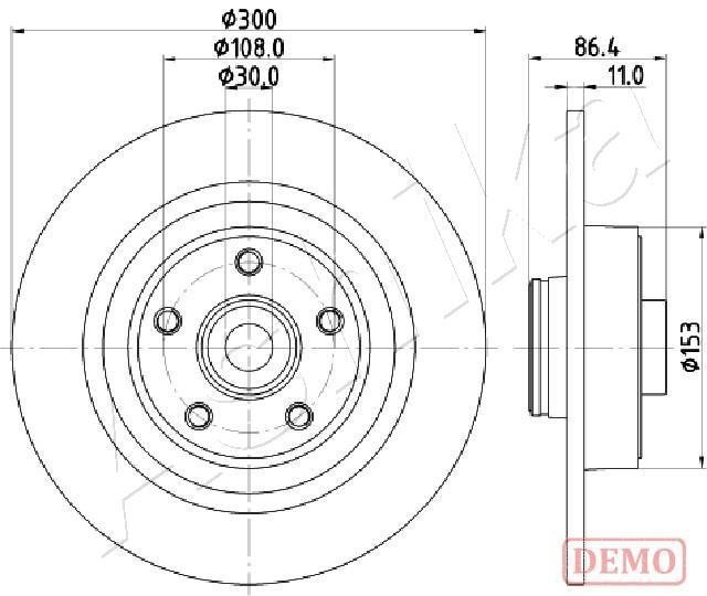 Ashika 61-00-0702C Rear brake disc, non-ventilated 61000702C