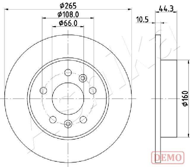 Ashika 61-00-0707C Rear brake disc, non-ventilated 61000707C
