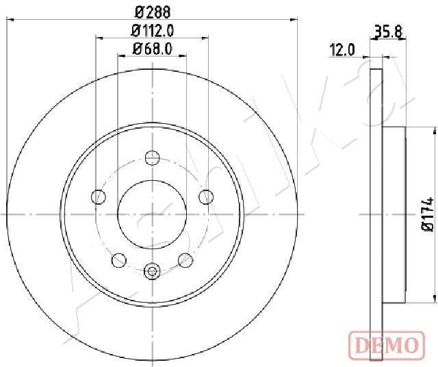 Ashika 61-00-0908C Rear brake disc, non-ventilated 61000908C