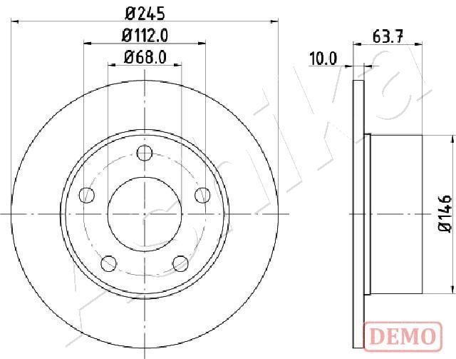 Ashika 61-00-0912C Rear brake disc, non-ventilated 61000912C