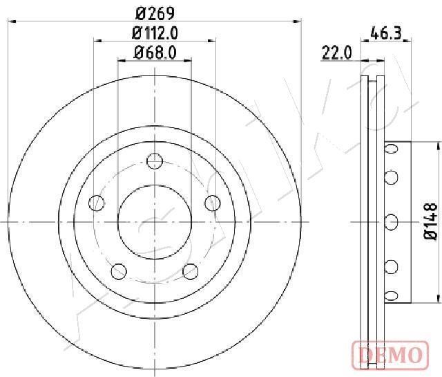Ashika 61-00-0913C Rear ventilated brake disc 61000913C