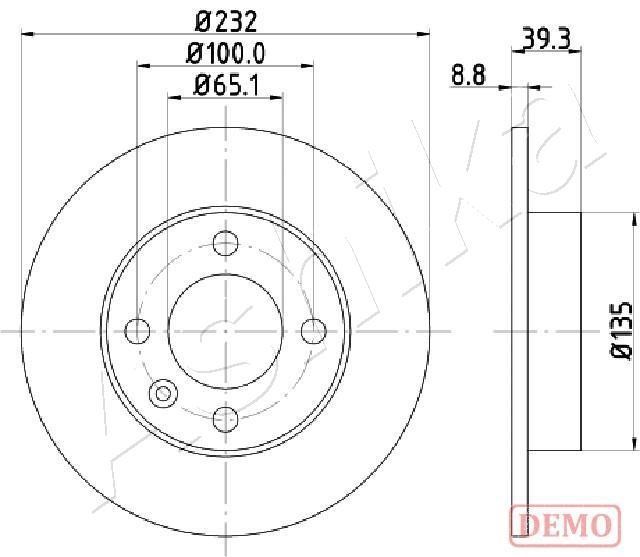 Ashika 61-00-0921C Rear brake disc, non-ventilated 61000921C