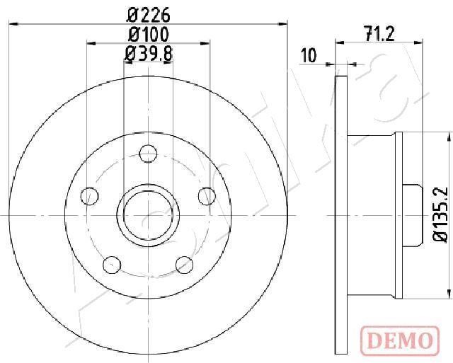 Ashika 61-00-0923C Rear brake disc, non-ventilated 61000923C