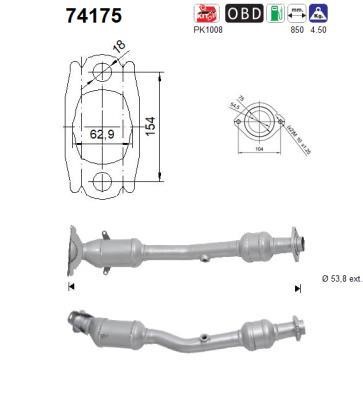 Catalytic exhaust system Nissan Juke: 74175 As Catalytic Converter