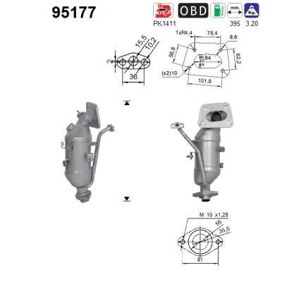 Cat converter Citroen C1: 95177 As Catalytic Converter