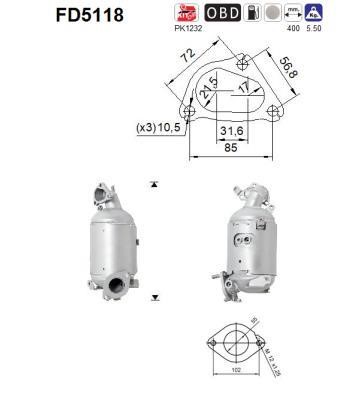 As FD5118 Soot/Particulate Filter, exhaust system FD5118