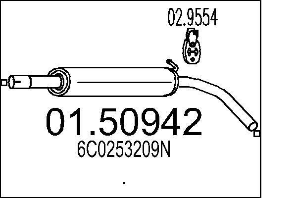 Rear exhaust silencer Skoda: 0150942 Mts Centre Muffler