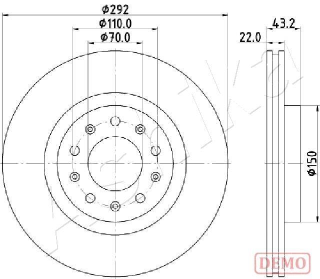 Ashika 61-00-0205C Rear ventilated brake disc 61000205C