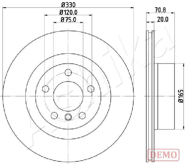 Ashika 61-00-012C Rear brake disc, non-ventilated 6100012C