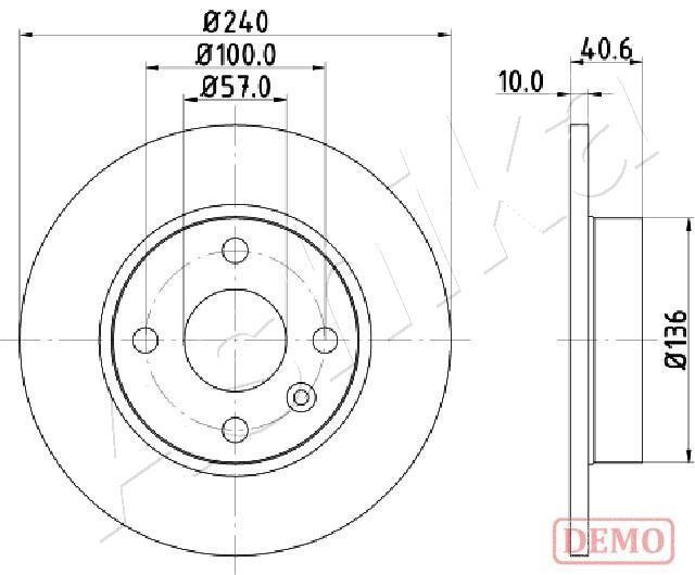Ashika 61-00-0405C Rear brake disc, non-ventilated 61000405C