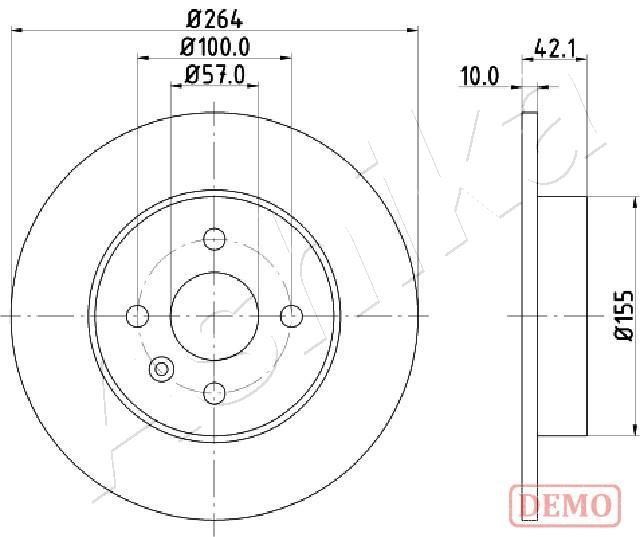 Ashika 61-00-0407C Rear brake disc, non-ventilated 61000407C