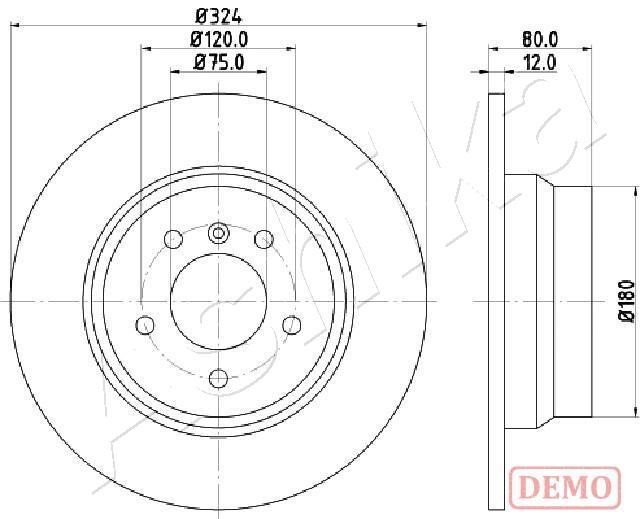 Ashika 61-00-0138C Rear ventilated brake disc 61000138C