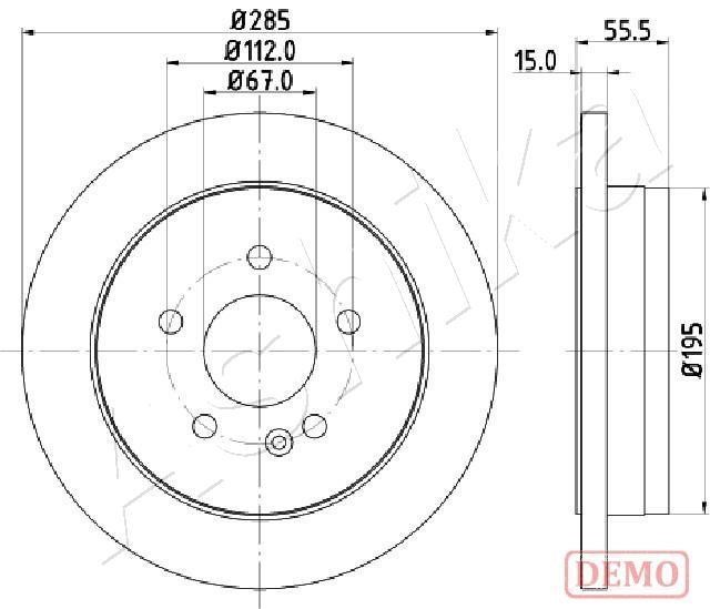 Ashika 61-00-0522C Rear brake disc, non-ventilated 61000522C