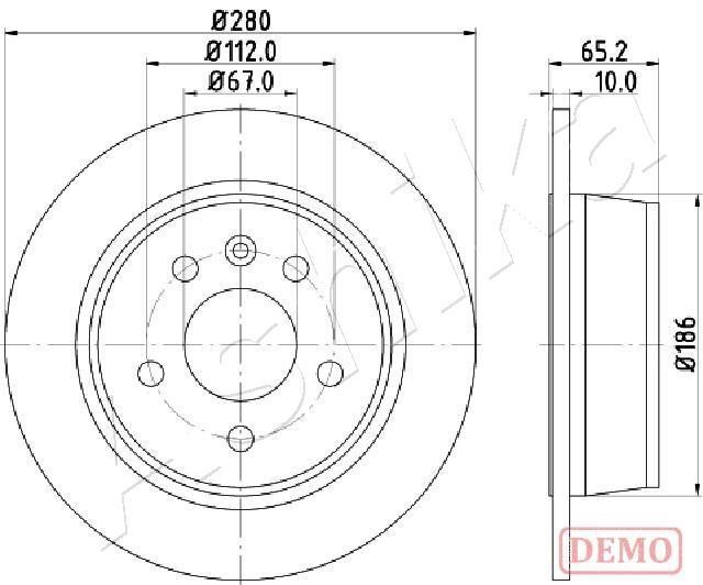 Ashika 61-00-0530C Rear brake disc, non-ventilated 61000530C