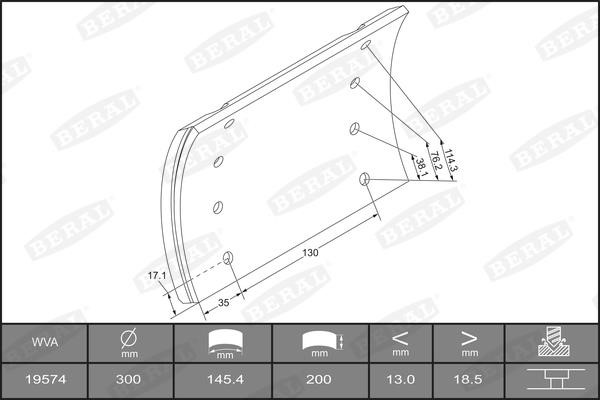KBL1957421517 Beral Brake Lining Kit, drum brake