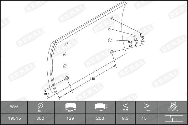 KBL1951511541 Beral Brake Lining Kit, drum brake