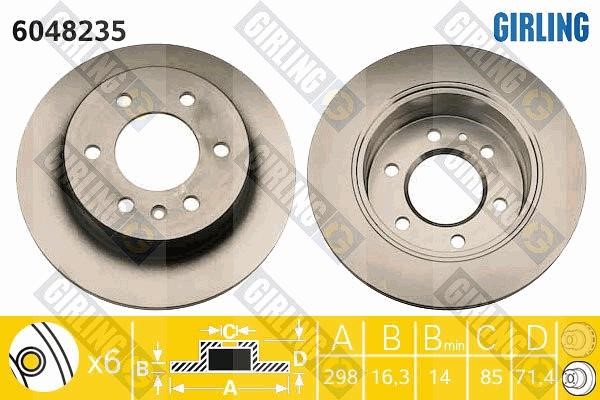 Girling 6048235 Rear brake disc, non-ventilated 6048235