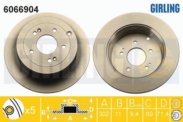Girling 6066904 Rear brake disc, non-ventilated 6066904