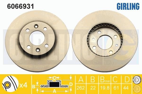 Girling 6066931 Brake disc 6066931