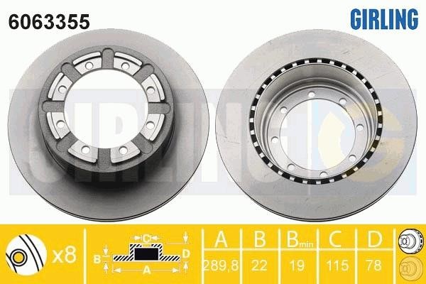Girling 6063355 Rear ventilated brake disc 6063355