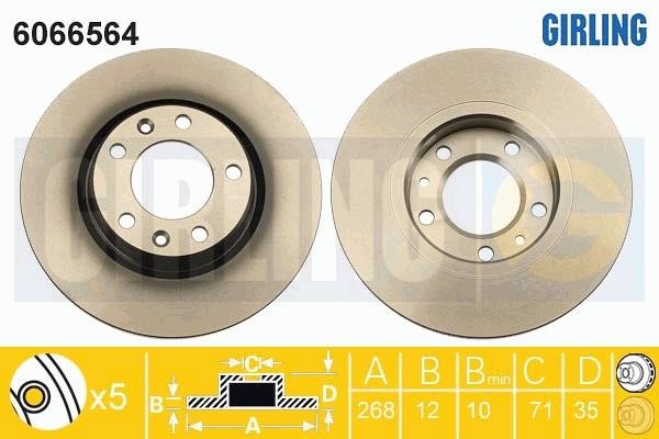 Girling 6066564 Rear brake disc, non-ventilated 6066564
