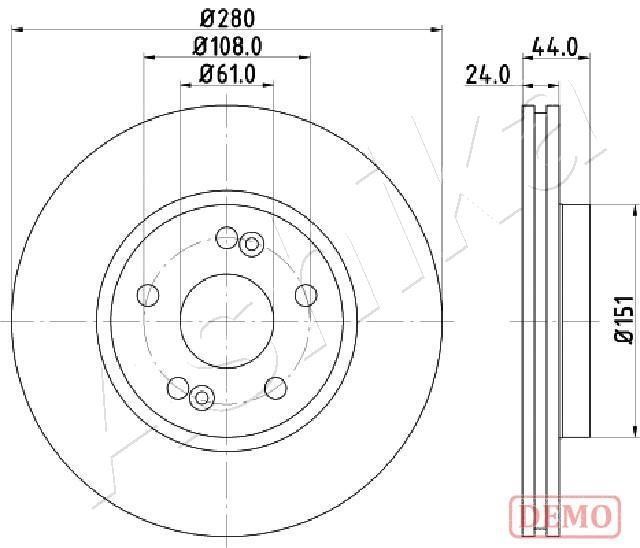 Ashika 60-00-0710C Front brake disc ventilated 60000710C