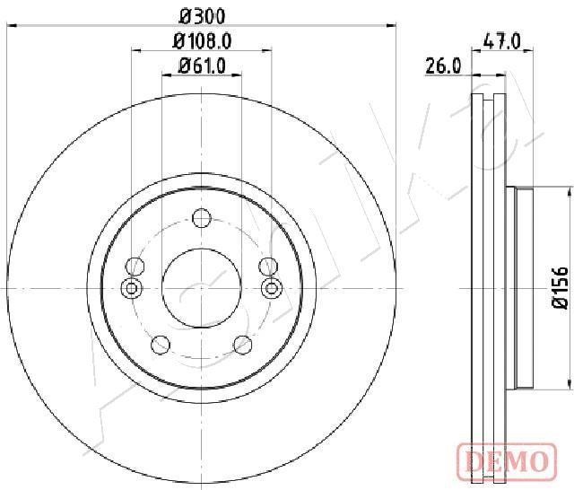 Ashika 60-00-0712C Front brake disc ventilated 60000712C