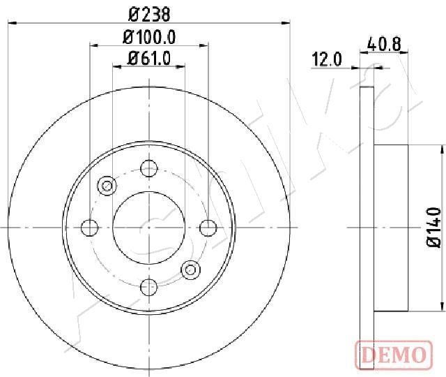Ashika 60-00-0714C Unventilated front brake disc 60000714C