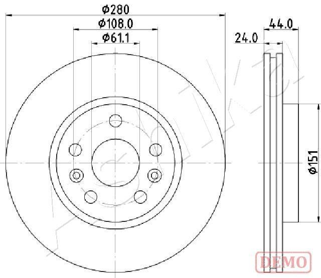 Ashika 60-00-0716C Front brake disc ventilated 60000716C