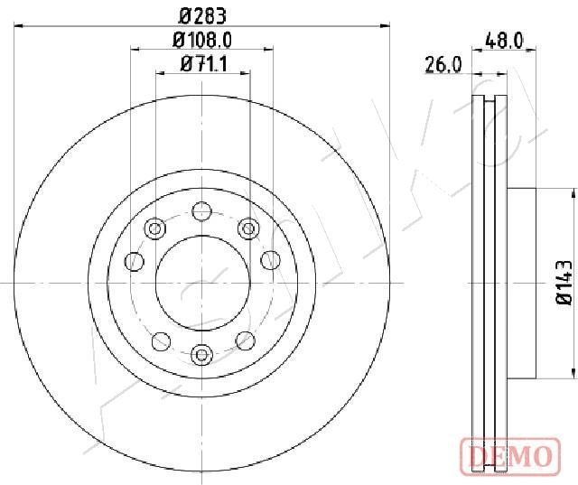 Ashika 60-00-0633C Front vented brake disc 60000633C 60000633C Ashika Front vented brake disc