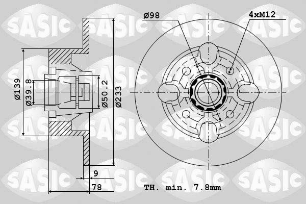 Sasic 9004209J Rear brake disc, non-ventilated 9004209J