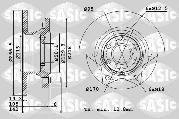 Sasic 9004293J Unventilated front brake disc 9004293J
