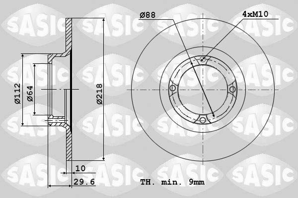 Sasic 9004348J Unventilated front brake disc 9004348J