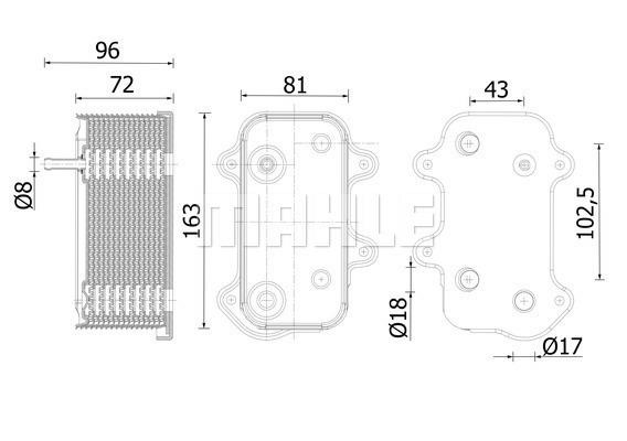 Oil cooler heat exchanger Porsche: CLC282000S Mahle/Behr Oil cooler