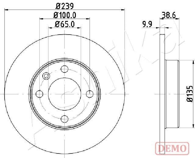 Ashika 60-00-0937C Unventilated front brake disc 60000937C