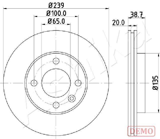 Ashika 60-00-0939C Front brake disc ventilated 60000939C