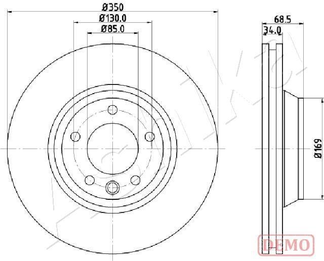 Ashika 60-00-0931C Front brake disc ventilated 60000931C