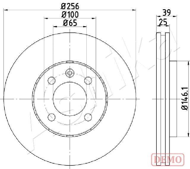 Ashika 60-00-0951C Front brake disc ventilated 60000951C