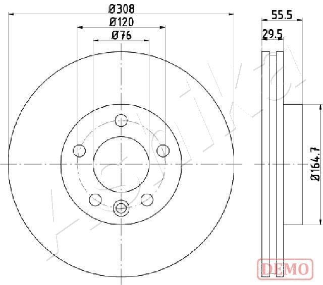 Ashika 60-00-0953C Front brake disc ventilated 60000953C