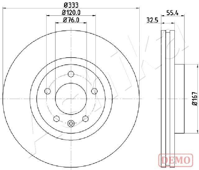 Ashika 60-00-0959C Front brake disc ventilated 60000959C