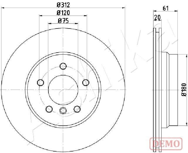 Ashika 61-00-0108C Brake disc 61000108C