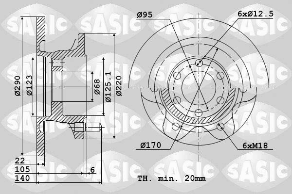 Sasic 9004809J Unventilated front brake disc 9004809J