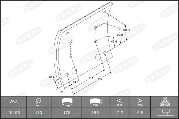 KBL1949511575 Beral Brake lining set
